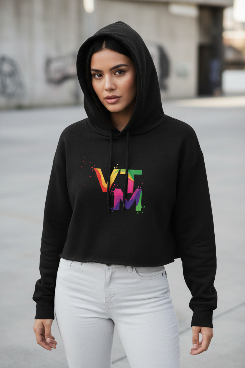 VTM Black Crop Hoodie Mockup
